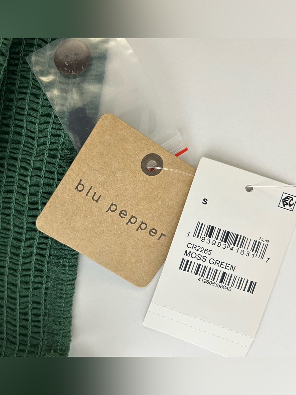 Blu Pepper Moss Green Smocked Linen Blend Midi Dress NWT - Picture 8 of 13